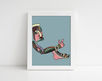 King/Queen Abstract Patterned Character Digital Print (3 of 3-part Collection)