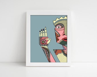King/Queen Abstract Patterned Character Digital Print (1 of 3-part Collection)