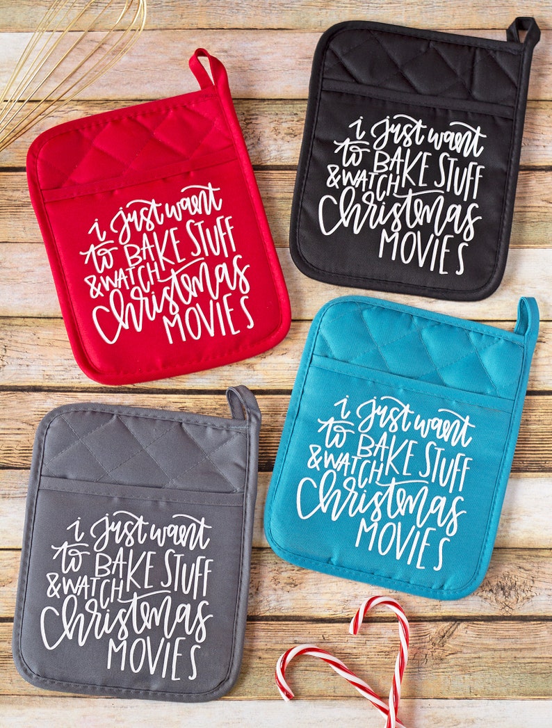 Christmas oven mitt holiday pot holder. I just want to bake Etsy