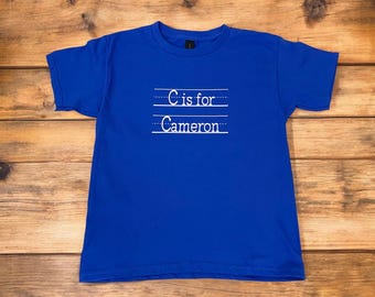 Personalized Back to school tshirt - letter is for Name shirt - custom 1st day of school - first day of school - alphabet - kids - BTS
