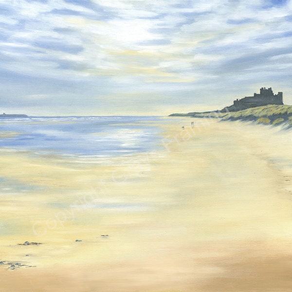 Reflections Bamburgh by Gillian Gill FREE UK Postage