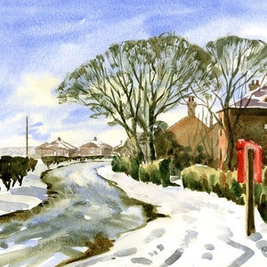 Moor Lane Whitburn in the snow by Roger Gadd FREE UK Postage