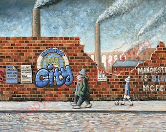 Manchester is Blue by Chris Cummings wall art FREE UK Postage