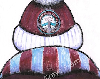 South Shields Bobble hat by Chris Cummings Wall Art FREE UK Postage