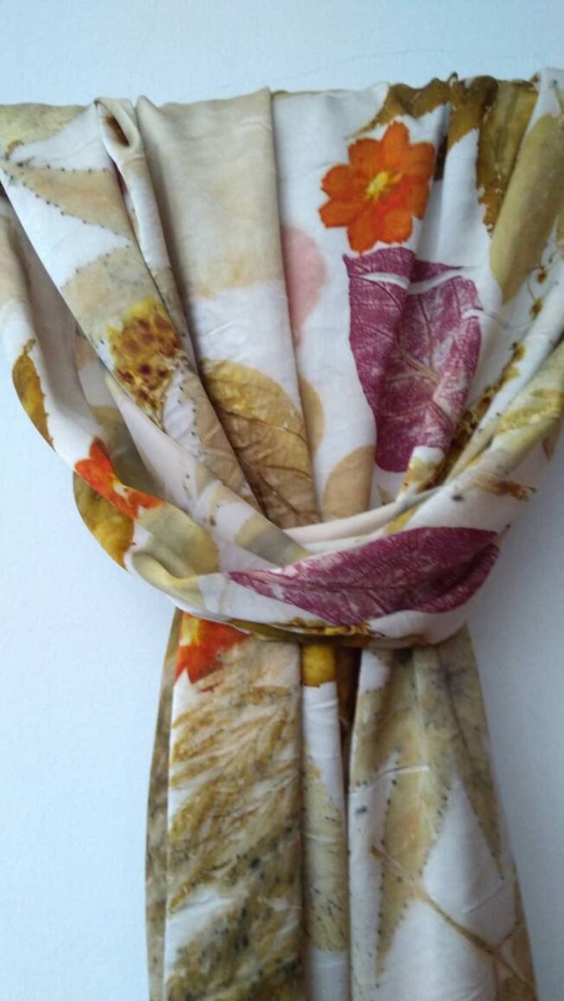 Ecoprinted silk scarf