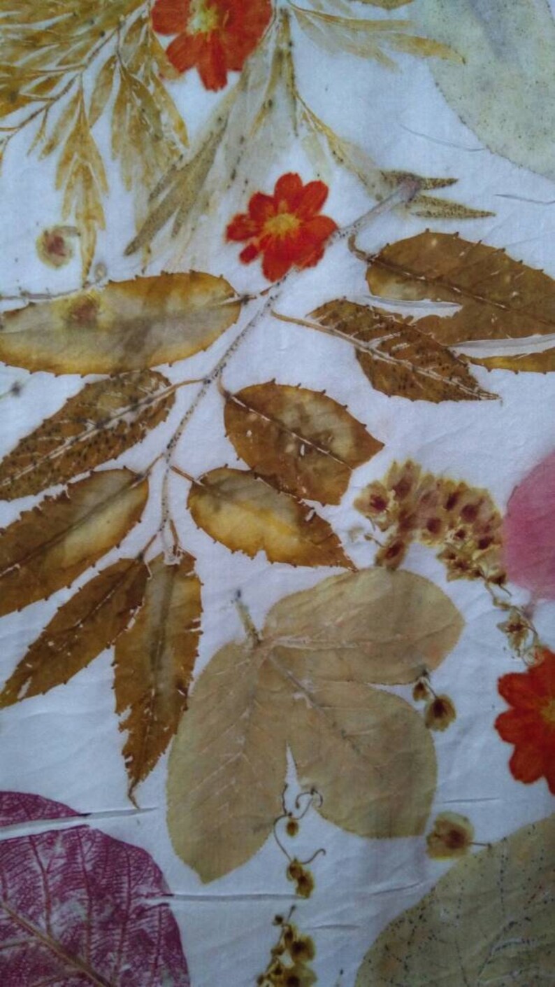 Ecoprinted silk scarf