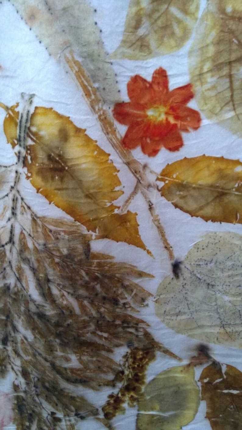 Ecoprinted silk scarf