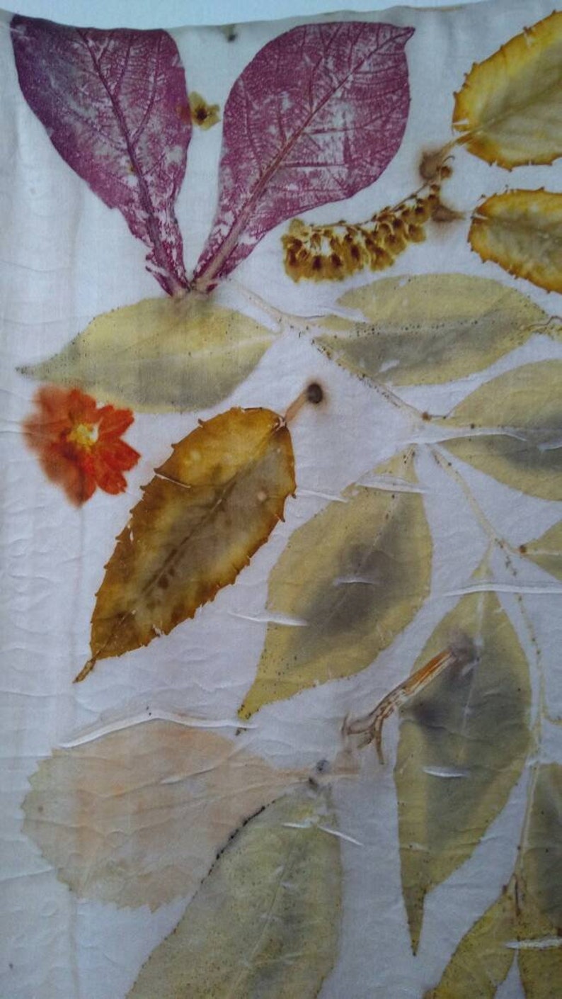 Ecoprinted silk scarf