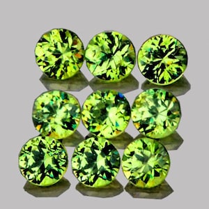 Natural Lime Green Demantoid Garnet – 2.7 mm Round Brilliant Cut | 9 Pcs | Rainbow Sparkles | VS–SI Clarity | Rare Loose Gemstones