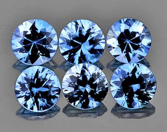 3.00 mm 6 pieces Round Natural Bright Ceylon Blue Sapphire [Flawless-VVS Clarity] Fire Luster Natural Loose Gemstone Top Luster For Jewelry