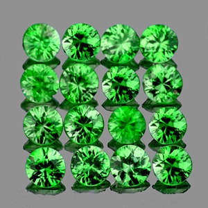 Granate verde tsavorita natural, 1,90 mm (25 piezas), corte redondo facetado, claridad VVS, piedra preciosa suelta extraída de la tierra.