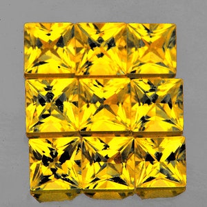 Natural Premium Intense Ceylon Yellow Sapphire 2.3 mm 9 pieces Square Princess Cut Flawless-VVS Clarity Natural Gemstone Earthly Mined