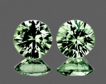 Natural Green Sapphire 3.80 mm 2 pieces Flawless-VVS Clarity Earthly Mined Loose Gemstone Round Faceted Cut, For Jewelry