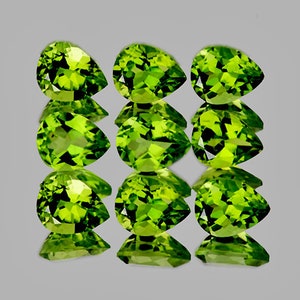 9 Pieces 5x4 mm Natural Green Peridot Pear Cut Loose Gemstone [Flawless-VVS]
