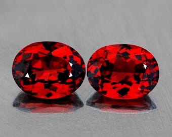 8.5x6.5 mm 2pcs Natural Red Mozambique Garnet Oval [Flawless-VVS Clarity] Earthly Mined Loose Gemstones for Jewelry Ring from Africa
