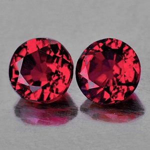 Natural Orange Pink Rhodolite Garnet 5.7 mm Round Faceted Cut Pair VVS Clarity Earthly Mined Loose Gemstone