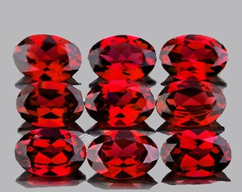 Natural Orange Red Mozambique Garnet 6x4 mm 9 pcs Oval Loose Gemstone Flawless-VVS Clarity