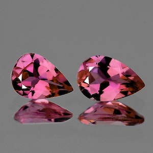 Natural Padparadscha Pink Tourmaline 6x4 mm – 2 pcs Pear Faceted Cut, Flawless to VVS Clarity, Earth-Mined Loose Gemstones for Jewelry