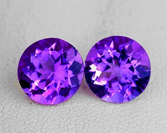 Natural Intense Purple Amethyst 6 mm 2 pieces Round Faceted Cut Flawless-VVS Clarity Earthly Mined Loose Gemstone