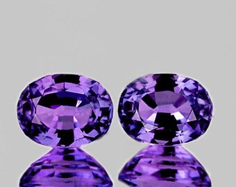 Paire de saphirs violets naturels, taille ovale 4,5 x 3,5 mm [Clarté VVS irréprochable] Pierres précieuses en vrac extraites de la terre pour bijoux de Madagascar