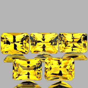 Natural Premium Ceylon Yellow Sapphire 4x3 mm 2 pieces Octagon Princess Cut Flawless-VVS Clarity Natural Gemstone