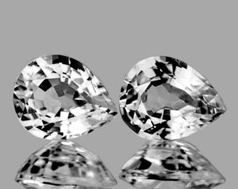 Natural Slight Off White Sapphire 5x4 mm Pear 2 pieces [Flawless-VVS Clarity] Earthly Mined Natural Loose Gemstone for Jewelry Ring