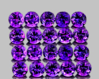 3.00 mm 30 pcs Natural Intense Purple Amethyst Round Cut [Flawless-VVS Clarity] Top Intense Color Earthly Mined Loose Gemstone For Jewelry