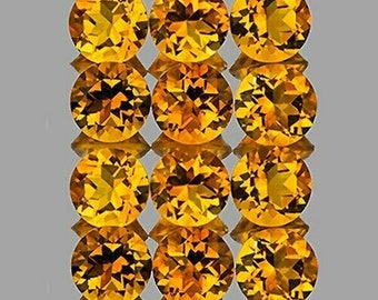 Natural Intense Golden Yellow Citrine 4 mm 12 pieces Round Faceted Cut Flawless-VVS Clarity Earthly Mined Loose Gemstone
