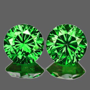 Granate Tsavorita Natural de 3,8 mm (2 piezas), Talla Redonda Facetada, Verde Cromo Intenso, Claridad VVS, Gemas Extraídas de Tierras Raras