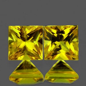 Natural Brilliant Yellow Sapphire 3.4 mm 2 pieces Square Princess Cut VVS Clarity Natural Gemstone Earthly Mined