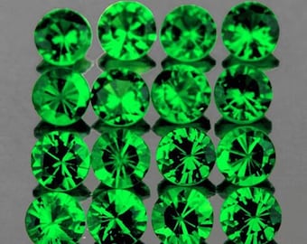 Natural Tsavorite Garnet 2 mm – 25 pcs Round Faceted, VVS Clarity, Emerald Green Loose Gemstones for Jewelry & Melee Work