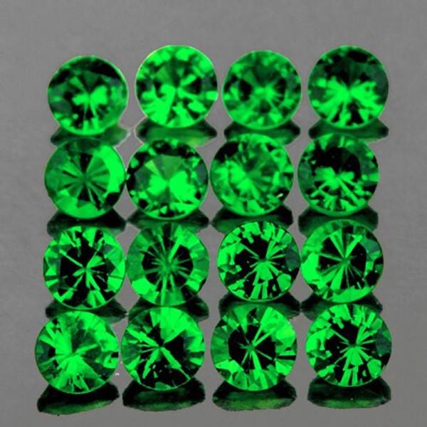 Lot De Pierres Précieuses Tsavorite (grenat Vert) Naturelles - 2 Mm Rond, Qualité Légèrement Inclus, Non Traitées