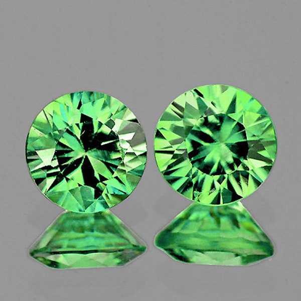 Natural Chrome Green Tsavorite Green Garnet 3.5 mm 2 pieces Round Faceted Cut VVS Clarity, Earthly Mined Loose Gemstone