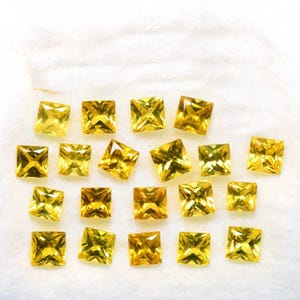 Natural Yellow Sapphire 3 mm Square Princess Cut 20 pieces Flawless-VVS Clarity Natural Gemstone Earthly Mined for Jewelry Ring DIY Supply