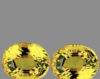 Natural Yellow Sapphire – 5.5x4.5 mm, 2 pcs Oval Faceted Cut, Flawless to VVS Clarity, Earth-Mined Gemstones for Jewelry