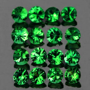 Granate verde tsavorita natural de color verde esmeralda de 1,6 mm, 40 piezas, corte redondo facetado, claridad VVS, piedra preciosa suelta extraída de forma terrestre