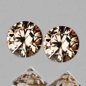 2.20 mm 2 pieces Natural Champagne Diamond [VVS-VS Clarity] Earthly Mined Loose Diamond For Jewelry Fancy Diamond Top Quality Round Cut
