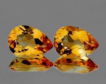 Natural Golden Yellow Citrine 10x7 mm 2 pieces Pear Faceted Cut Flawless-VVS Clarity Earthly Mined Loose Gemstone