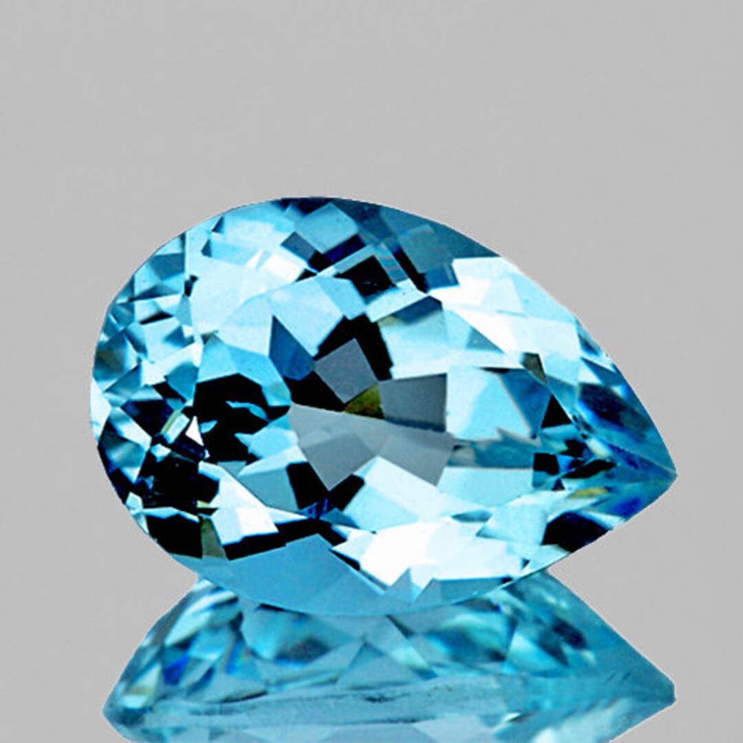 Topacio azul cielo natural, 12x8 mm, 1 pieza, Impecable-VVS Clarity ...