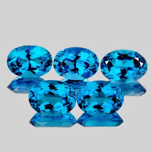 Natural Swiss Blue Topaz 7x5 mm 5 pcs Oval Faceted Loose Gemston [IF-VVS]