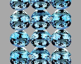 Natuurlijke Santa Maria-blauwe aquamarijn 4 x 3 mm 12 stuks [Flawless-VVS Clarity] Ovaal facetgeslepen aards gedolven losse edelsteen, voor sieraden