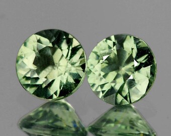 Natural Green Sapphire 3.5 mm 2 pieces Round Faceted Cut VVS Clarity Earthly Mined Loose Gemstone