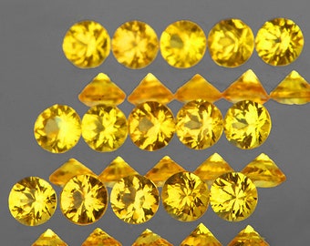Zafiro amarillo natural 1,8 mm 35 piezas Corte facetado redondo impecable-VVS Claridad Piedra preciosa suelta extraída terrestre