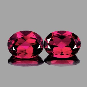 Natural Raspberry Pink Rhodolite Garnet 8x6 mm 2 pieces Flawless-VVS Clarity Oval Faceted Loose Gemstone Earthly Mined