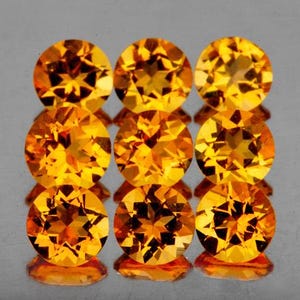 Natural Orange Citrine 3.50 mm 9 pieces [Flawless-VVS Clarity] Round Faceted Cut Earthly Mined Loose Gemstone for Jewelry Ring