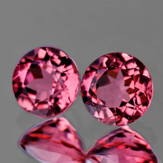 Natural Pink Rhodolite Garnet mm Round Faceted Cut Pair VVS Clarity  Earthly Mined Loose Gemstone