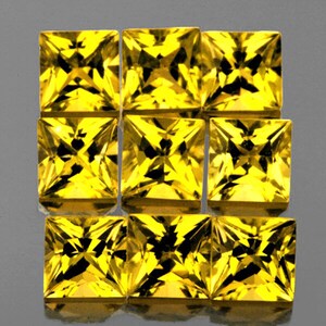 Natural Premium Ceylon Yellow Sapphire 2.6 mm 9 pieces Square Princess Cut VVS Clarity Natural Gemstone Earthly Mined
