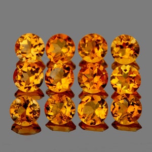 Natural Golden Orange Citrine 4 mm 12 pieces Round Faceted Cut Flawless-VVS Clarity Earthly Mined Loose Gemstone