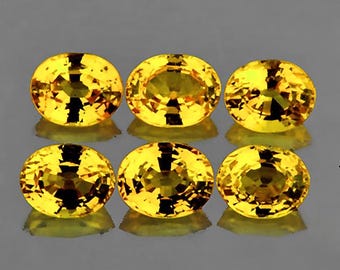 Natural Yellow Sapphire – 4x3 mm, 6 pcs Oval Faceted Cut, Flawless-VVS Clarity, Earth-Mined Gemstones for Jewelry