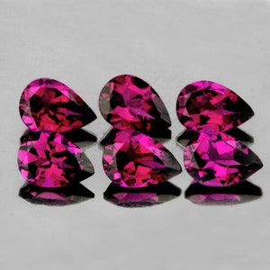 Natural Purplish Pink Rhodolite Garnet 6x4 Mm 6 Pieces Pear Faceted Cut ...